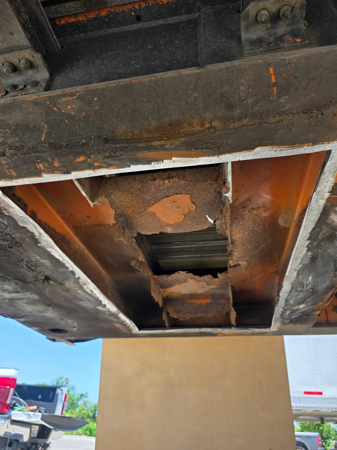 Progress photo showing the repair opening cleaned and prepared for fit-up